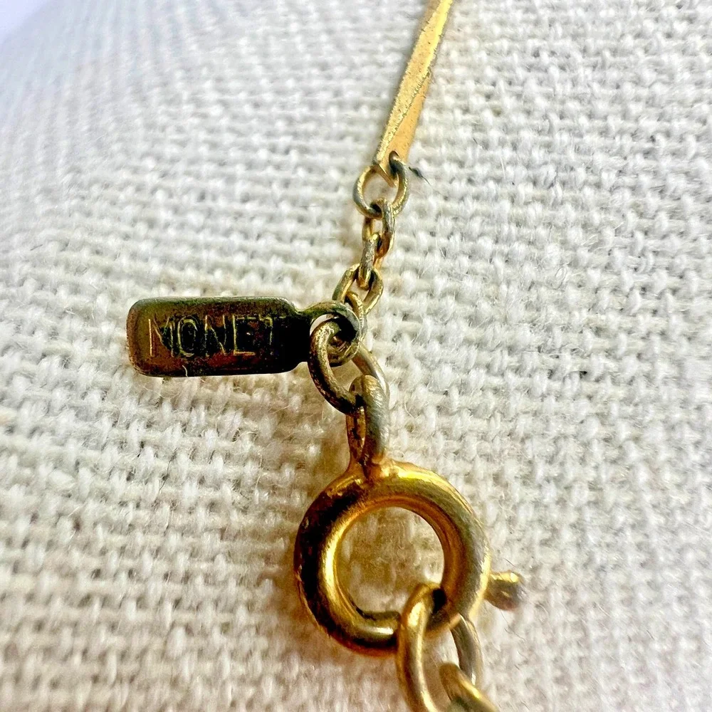 Vintage Monet Gold Tone Bar‎ Link Necklace Signed 18